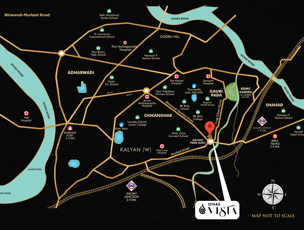 Siyara Vista Kalyan West Strategic Location Map at Prem Auto Junction